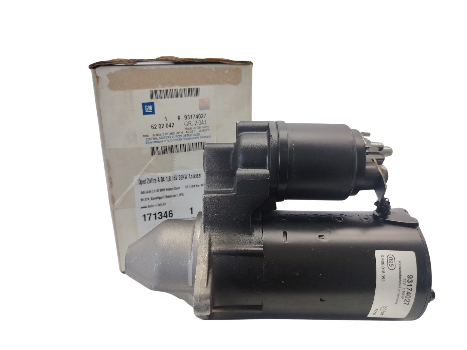 Motorino Avviamento Nuovo Originale Opel 93174027 0986017353 Bosch main product photo