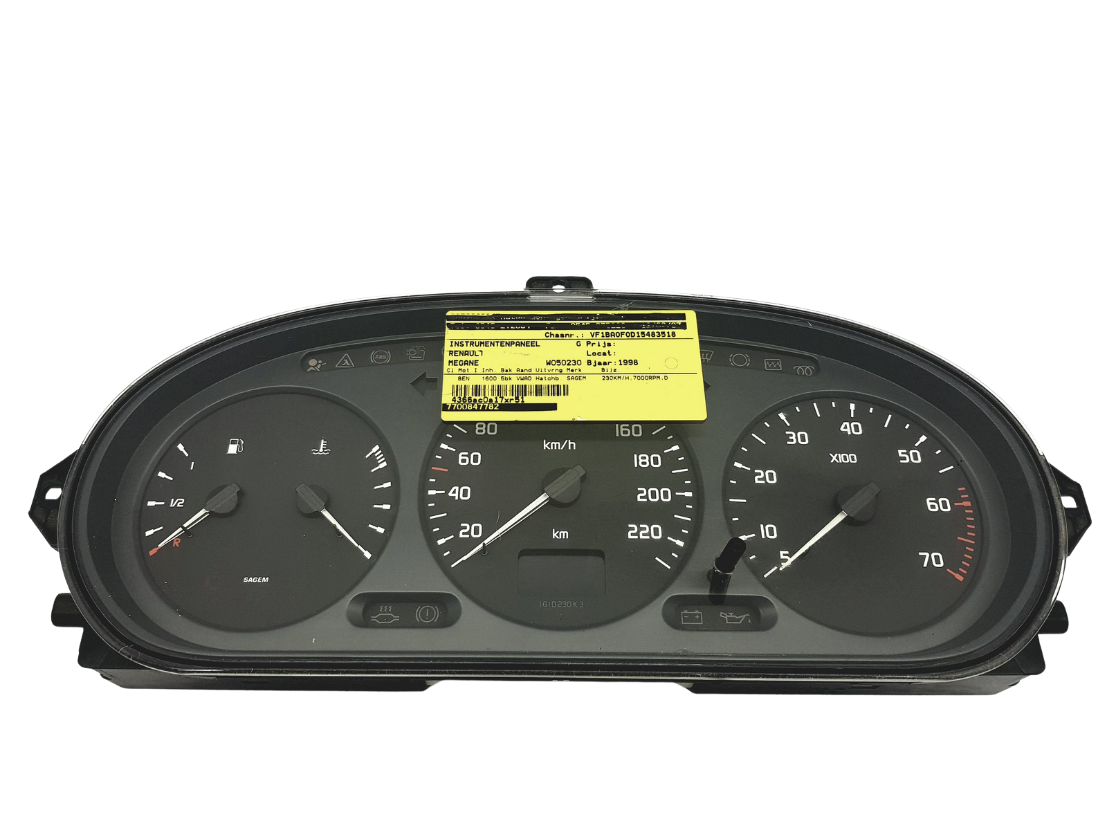 Tachimetro Renault Megane 1 Scenic 1 7700847782 D 49284 main product photo