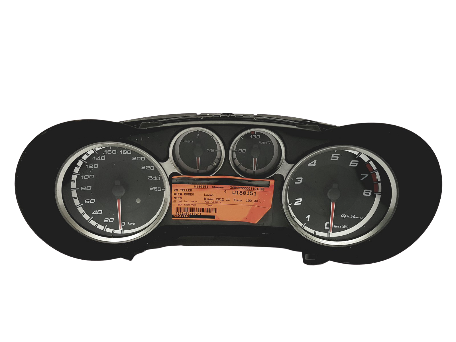 Tachimetro Alfa Romeo Mito 50517148 A2C53357404 32352 main product photo