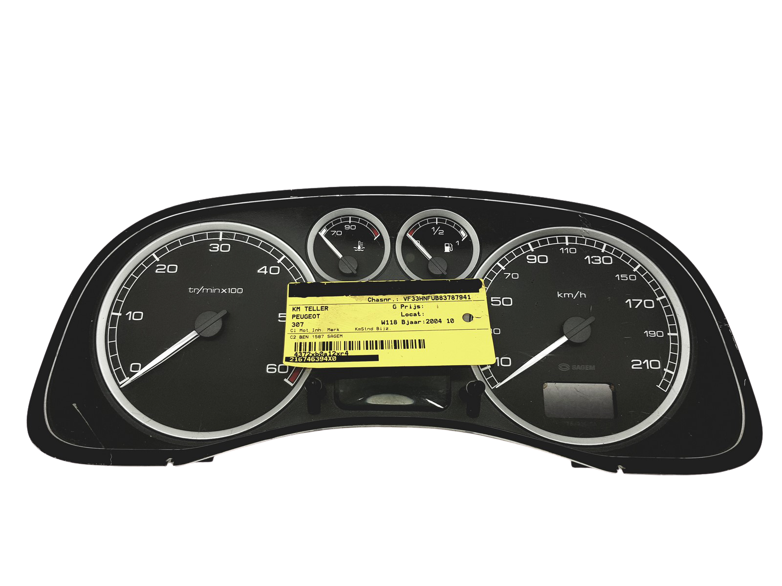 Tachimetro Peugeot 307 9646742480 0R00 Sagem 30981 main product photo